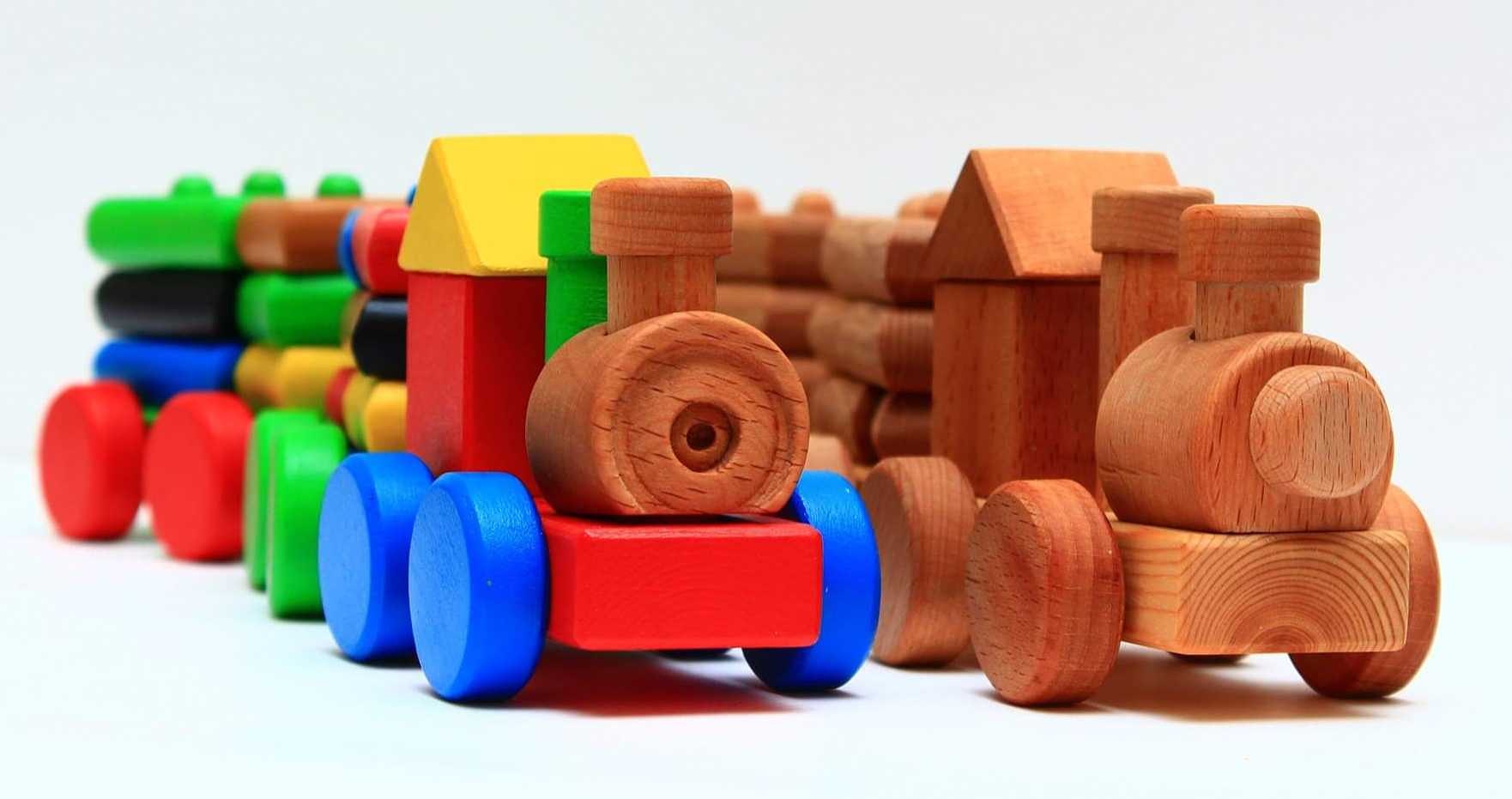 wooden train set with blocks